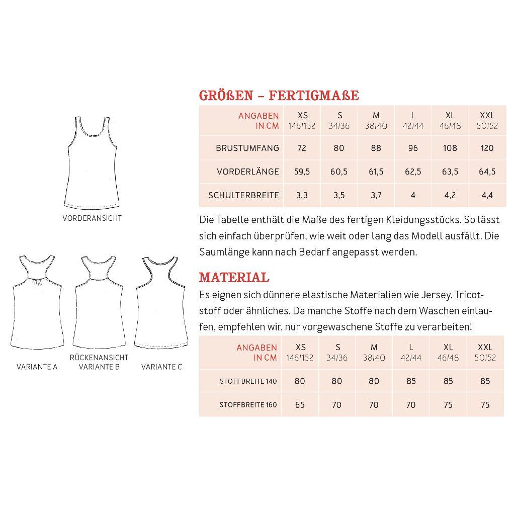 Papierschnittmuster Top Frau Hennie XS-XXL